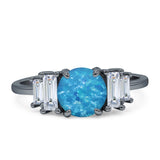 Round Graduating Baguette Cubic Zirconia Ring 925 Sterling Silver