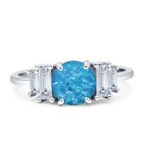 Round Graduating Baguette Cubic Zirconia Ring 925 Sterling Silver