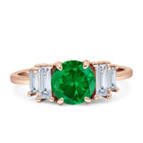 Round Graduating Baguette Cubic Zirconia Ring 925 Sterling Silver