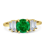 Round Graduating Baguette Cubic Zirconia Ring 925 Sterling Silver
