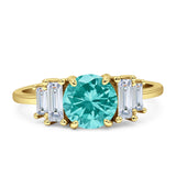 Round Graduating Baguette Cubic Zirconia Ring 925 Sterling Silver