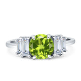 Round Graduating Baguette Cubic Zirconia Ring 925 Sterling Silver