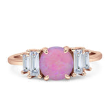 Round Graduating Baguette Cubic Zirconia Ring 925 Sterling Silver