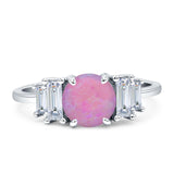 Round Graduating Baguette Cubic Zirconia Ring 925 Sterling Silver