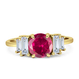 Round Graduating Baguette Cubic Zirconia Ring 925 Sterling Silver