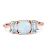 Round Graduating Baguette Cubic Zirconia Ring 925 Sterling Silver