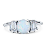 Round Graduating Baguette Cubic Zirconia Ring 925 Sterling Silver