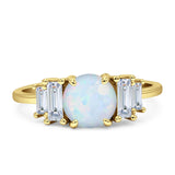 Round Graduating Baguette Cubic Zirconia Ring 925 Sterling Silver