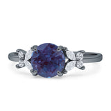 Art Deco Round Butterfly Ring Lab Alexandrite 925 Sterling Silver