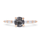 Solitaire Baguette Round Natural Rutilated Quartz Engagement Ring 925 Sterling Silver