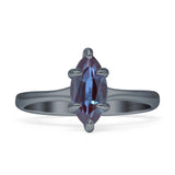 Marquise Solitaire Engagement Ring 7X14 Lab Alexandrite 925 Sterling Silver
