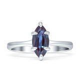Marquise Solitaire Engagement Ring 7X14 Lab Alexandrite 925 Sterling Silver