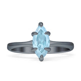 Marquise Solitaire Engagement Ring 7X14 Natural Aquamarine 925 Sterling Silver