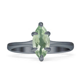 Marquise Solitaire Engagement Ring 5X10 Natural Green Amethyst Prasiolite 925 Sterling Silver
