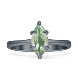 Marquise Solitaire Engagement Ring 7X14 Natural Green Amethyst Prasiolite 925 Sterling Silver