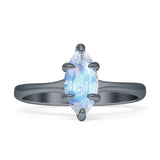 Marquise Solitaire Engagement Ring 6X12 Natural Moonstone 925 Sterling Silver