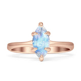 Marquise Solitaire Engagement Ring 6X12 Natural Moonstone 925 Sterling Silver