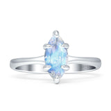 Marquise Solitaire Engagement Ring 5X10 Natural Moonstone 925 Sterling Silver