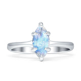 Marquise Solitaire Engagement Ring 6X12 Natural Moonstone 925 Sterling Silver