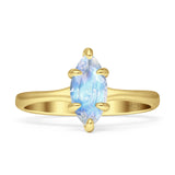 Marquise Solitaire Engagement Ring 6X12 Natural Moonstone 925 Sterling Silver