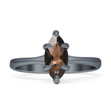 Marquise Solitaire Engagement Ring 7X14 Natural Chocolate Smoky Quartz 925 Sterling Silver