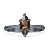 Marquise Solitaire Engagement Ring 6X12 Natural Chocolate Smoky Quartz 925 Sterling Silver