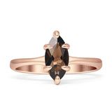 Marquise Solitaire Engagement Ring 7X14 Natural Chocolate Smoky Quartz 925 Sterling Silver