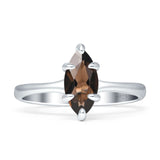 Marquise Solitaire Engagement Ring 6X12 Natural Chocolate Smoky Quartz 925 Sterling Silver