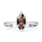 Marquise Solitaire Engagement Ring 7X14 Natural Chocolate Smoky Quartz 925 Sterling Silver