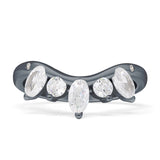 Chevron Ring Curve Crown Stacking Band Oval Cubic Zirconia 925 Sterling Silver