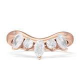 Chevron Ring Curve Crown Stacking Band Oval Cubic Zirconia 925 Sterling Silver
