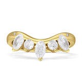 Chevron Ring Curve Crown Stacking Band Oval Cubic Zirconia 925 Sterling Silver