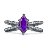 Marquise Split Shank X Ring Cubic Zirconia 925 Sterling Silver