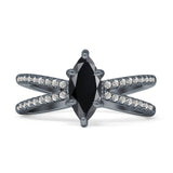 Marquise Split Shank X Ring Cubic Zirconia 925 Sterling Silver