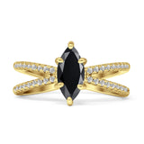 Marquise Split Shank X Ring Cubic Zirconia 925 Sterling Silver