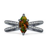 Marquise Split Shank X Ring Cubic Zirconia 925 Sterling Silver
