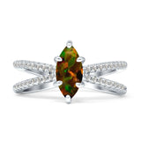 Marquise Split Shank X Ring Cubic Zirconia 925 Sterling Silver