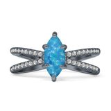 Marquise Split Shank X Ring Cubic Zirconia 925 Sterling Silver