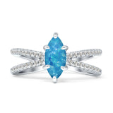 Marquise Split Shank X Ring Cubic Zirconia 925 Sterling Silver
