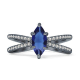 Marquise Split Shank X Ring Cubic Zirconia 925 Sterling Silver