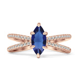 Marquise Split Shank X Ring Cubic Zirconia 925 Sterling Silver