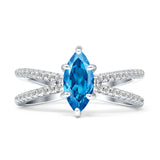 Marquise Split Shank X Ring Cubic Zirconia 925 Sterling Silver