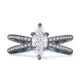Marquise Split Shank X Ring Cubic Zirconia 925 Sterling Silver