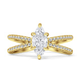 Marquise Split Shank X Ring Cubic Zirconia 925 Sterling Silver