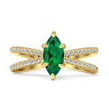 Marquise Split Shank X Ring Cubic Zirconia 925 Sterling Silver