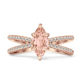 Marquise Split Shank X Ring Cubic Zirconia 925 Sterling Silver