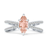 Marquise Split Shank X Ring Cubic Zirconia 925 Sterling Silver