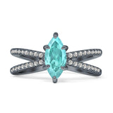 Marquise Split Shank X Ring Cubic Zirconia 925 Sterling Silver