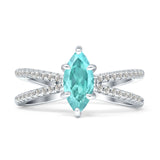 Marquise Split Shank X Ring Cubic Zirconia 925 Sterling Silver