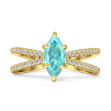 Marquise Split Shank X Ring Cubic Zirconia 925 Sterling Silver